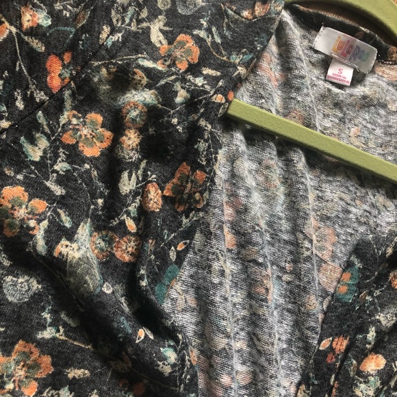 NWT LuLaRoe Sarah Small Dark Gray w/ Flowers - Picture 2 of 4